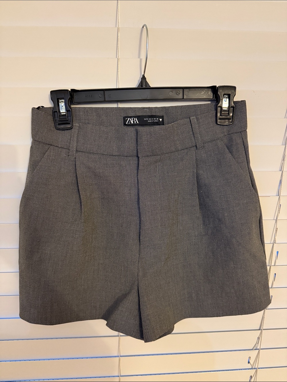 ZARA Gray High-Waist Tailored Shorts